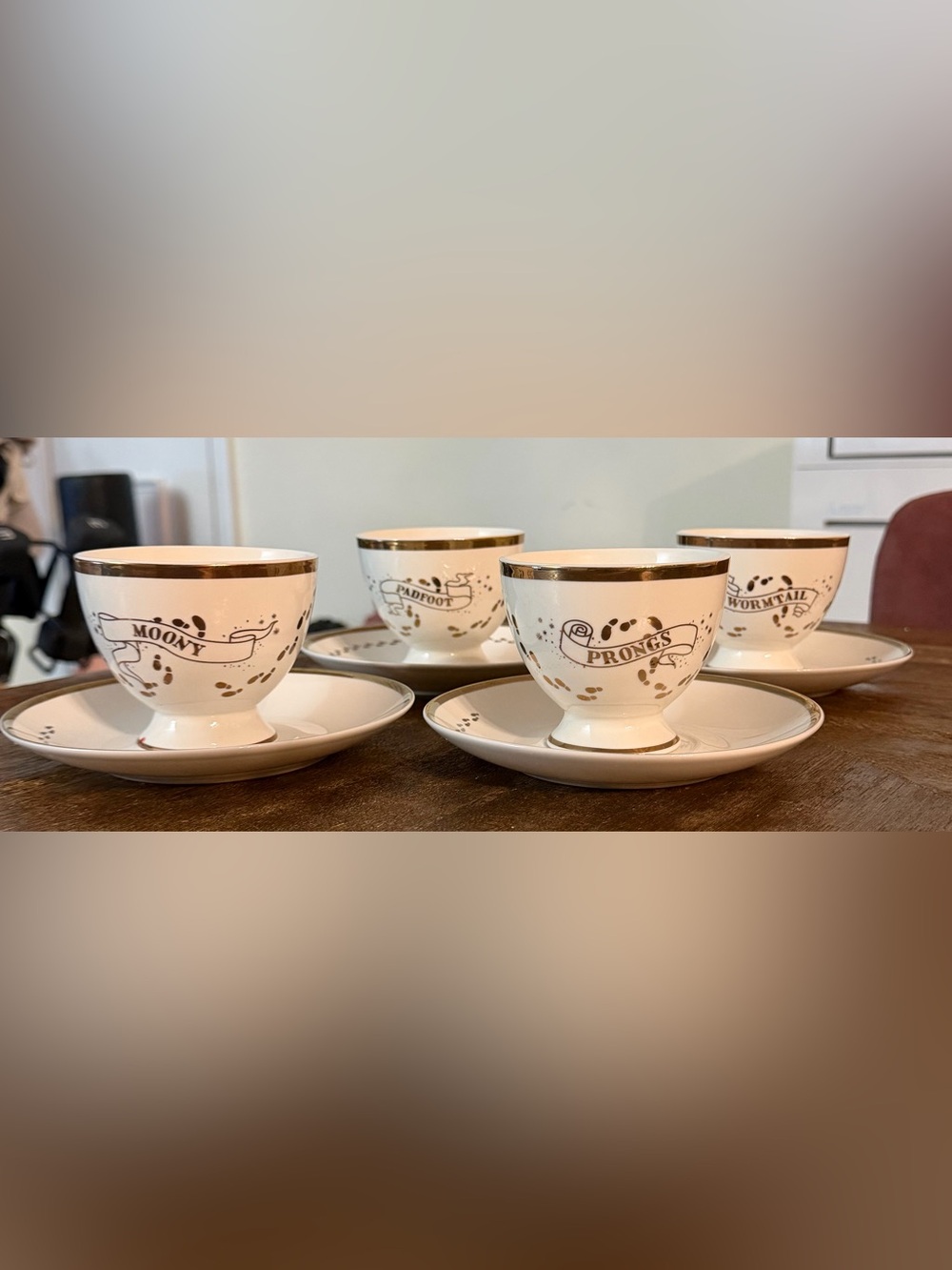 Harry Potter Marauders Map Teacups & Saucers, 4 Sets